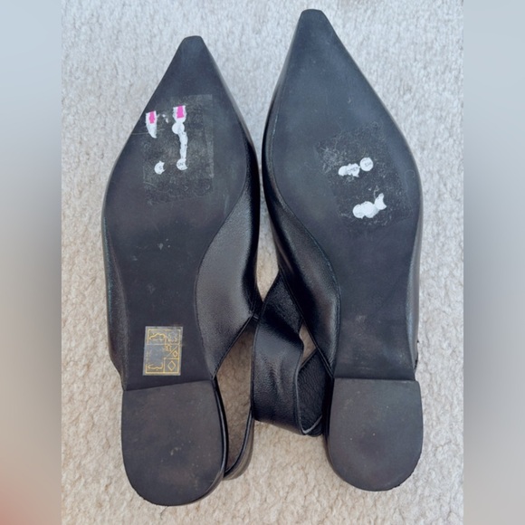 NEW Jeffrey Campbell Scone Slingback Pointed Toe Flat Black Leather Size 6.5 - Picture 7 of 8
